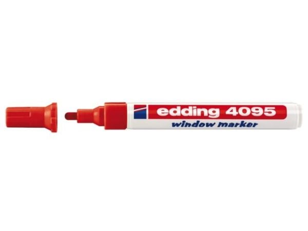 edding 4095 window - Markør - for glass, brett - rød - vannbasert blekk - 2-3 mm