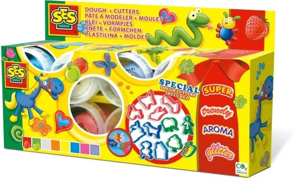SES Modellervoks - 8 ass. farver med confetti og glimmer