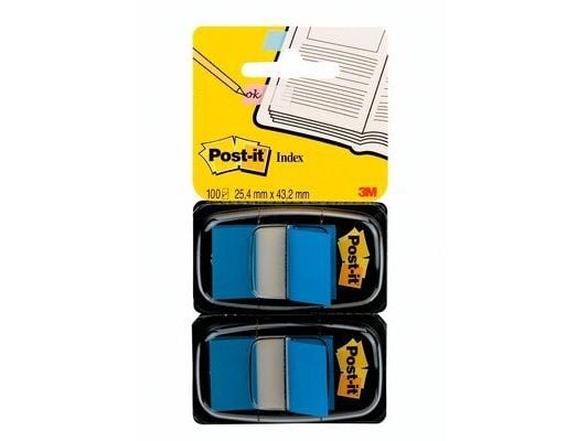 3M POST-IT® Indekseringsfaner (680-B2EU), PP, 25x43mm, 2x50 kort, blå - 051141920603