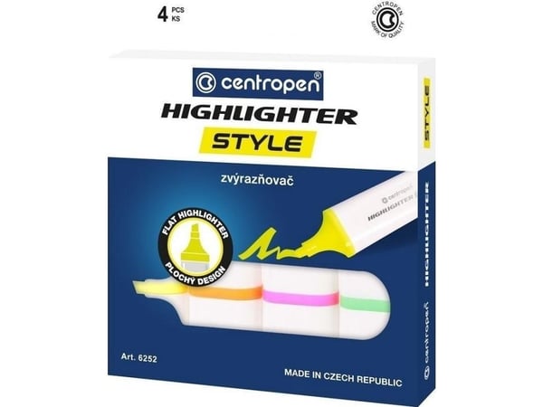 Centropen marker/fluo tusjer 4 farger