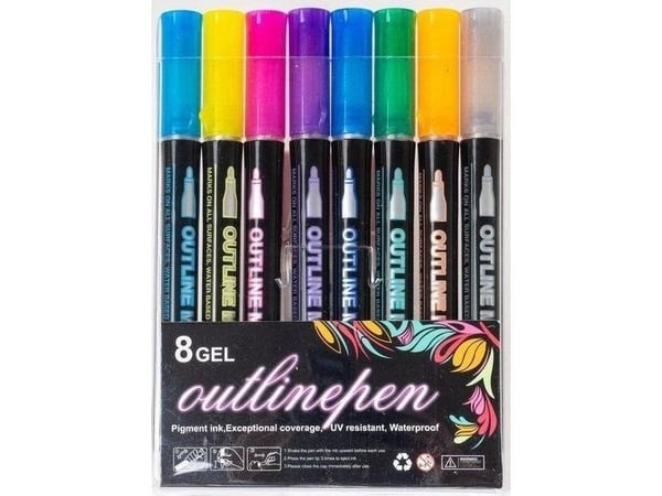 FANDY Marker omriss Shine 8 farger