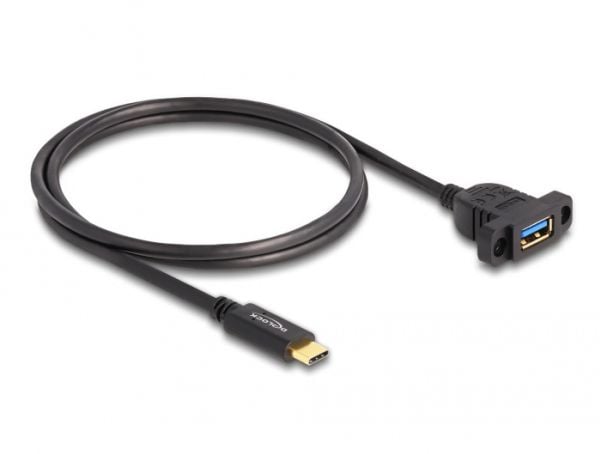 Delock - USB-kabel - USB-type A (hunn) til 24 pin USB-C (hann) - USB 3.2 Gen 2 - 3 A - 1 m - svart