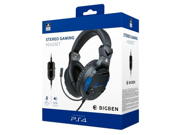 Bigben Interactive PS4OFHEADSETV3, Kabel, Spela, 270 g, Headset, Svart, Blå