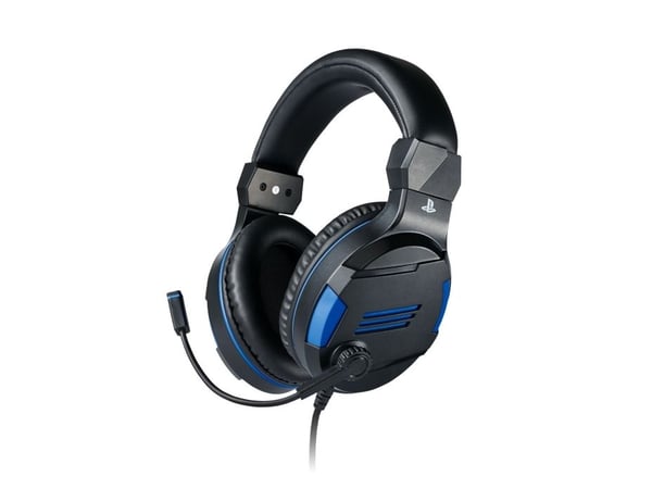 Bigben Interactive PS4OFHEADSETV3, Koblet med ledninger (ikke trådløs), Spilling, 270 g, Hodesett, Svart, Blå