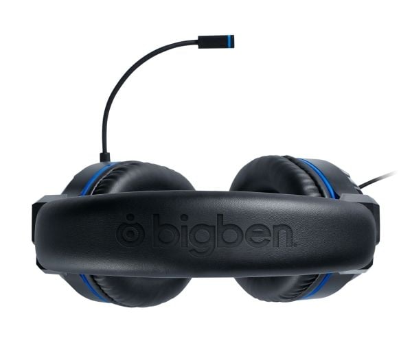 Bigben Interactive PS4OFHEADSETV3, Koblet med ledninger (ikke trådløs), Spilling, 270 g, Hodesett, Svart, Blå