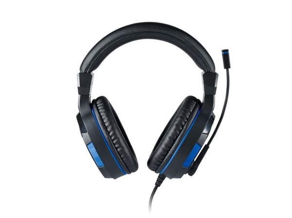 Bigben Interactive PS4OFHEADSETV3, Koblet med ledninger (ikke trådløs), Spilling, 270 g, Hodesett, Svart, Blå