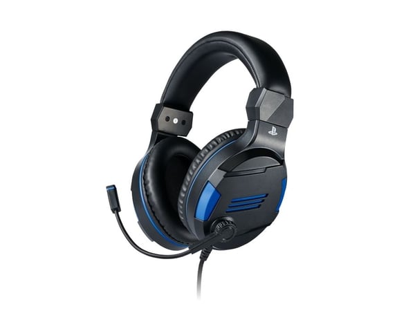 Bigben Interactive PS4OFHEADSETV3, Koblet med ledninger (ikke trådløs), Spilling, 270 g, Hodesett, Svart, Blå