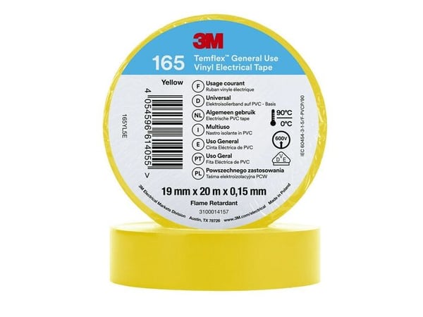 3M 7100184809, 1 stykker, Gult, PVC, 600 V, Blister, 20,12 m