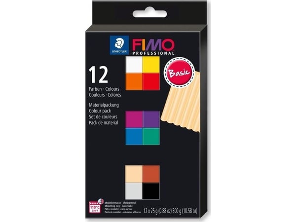 Staedtler FIMO 8043 C, Modelleringsleire, Svart, Blå, Sjampagne, Grønn, Grå, Fiolblå, Oransje, Rød, Terracotta, Fiolett, Hvit, Gult, 12 stykker, 12...