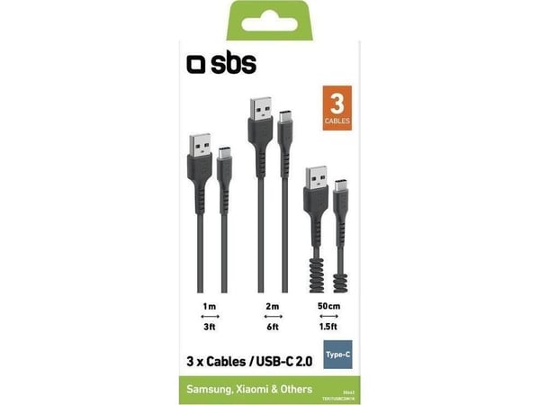 SBS TEKITUSBC3IN1K, 2 m, USB A, USB C, USB 2.0, Lajittelu