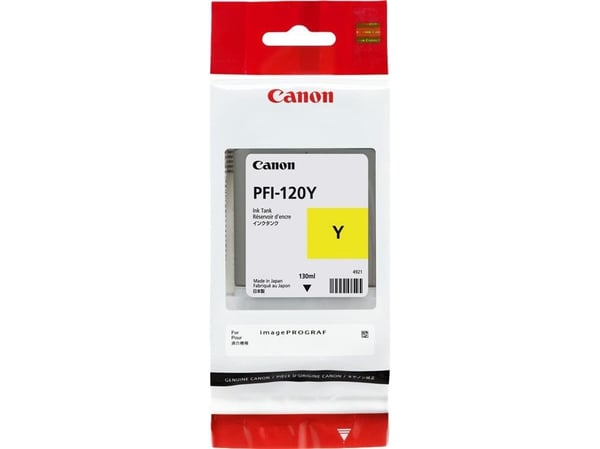 Canon PFI-120 Y - 130 ml - gul - original - blekkbeholder - for imagePROGRAF GP-200, GP-300, TM-200, TM-205, TM-255, TM-300, TM-305, TM-355