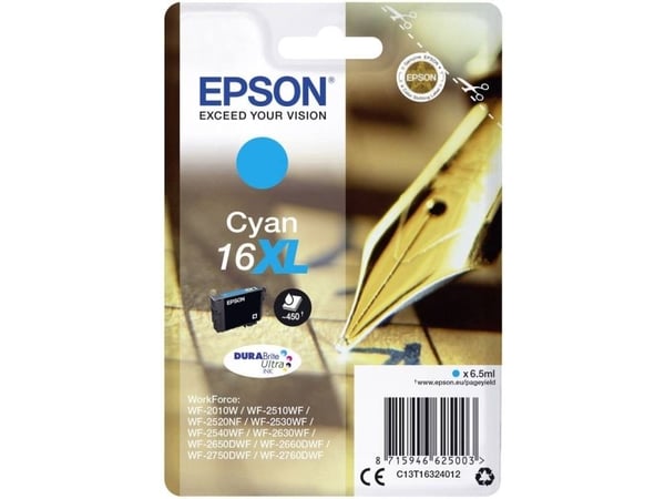 Bläckpatron epson 16xl c13t16324012, 6,5 ml, cyan