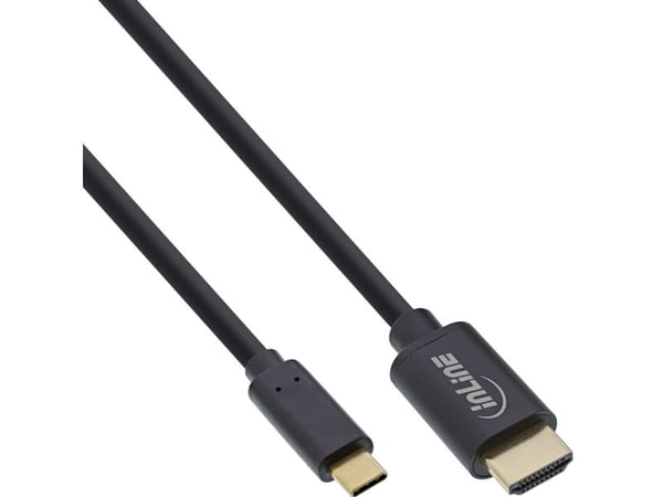 InLine 64112, 2 m, USB Type-C, HDMI, Hankjønn, Hankjønn, Gull