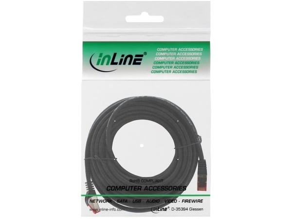 InLine 76933S, 0,3 m, Cat6, S/FTP (S-STP), RJ-45, RJ-45, Sort