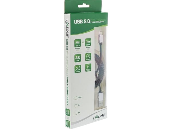 InLine 35871, 1 m, USB A, USB C, USB 2.0, uros-/urosliitin, musta