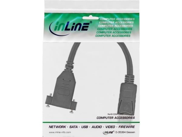 INLINE - DisplayPort-sovitin - DisplayPort (M) - DisplayPort (W) - 20 cm - 4K-tuki - Musta