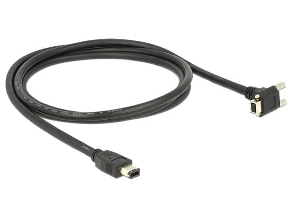 Delock - Datakabel - Firewire IEEE1394 (i.LINK) - 6 pin FireWire hann til FireWire 800 hann - 2 m - svart - 90° kontakt