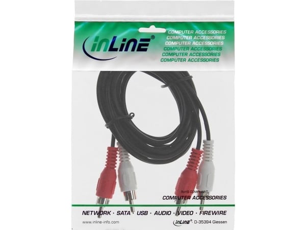 InLine 89931, Hankjønn, 2 x RCA, Hankjønn, 10 m, Sort