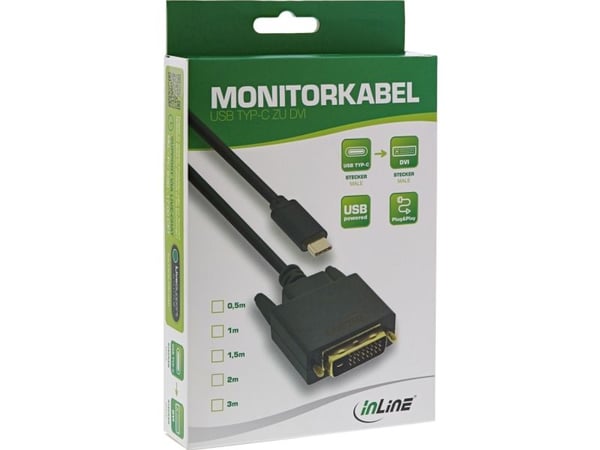 InLine 64131, 1 m, USB Type-C, DVI-D, Hanstik, Kultainen