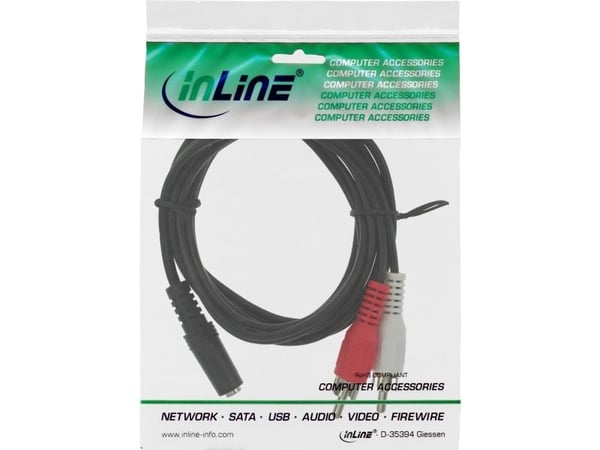 InLine 89940C, 2 x RCA, Hankjønn, 3.5mm, Hunkjønn, 2 m, Sort