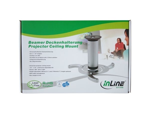 InLine 23134A, Tak, 10 kg, Sort, 130 - 200 mm, 0 - 180°, 180°