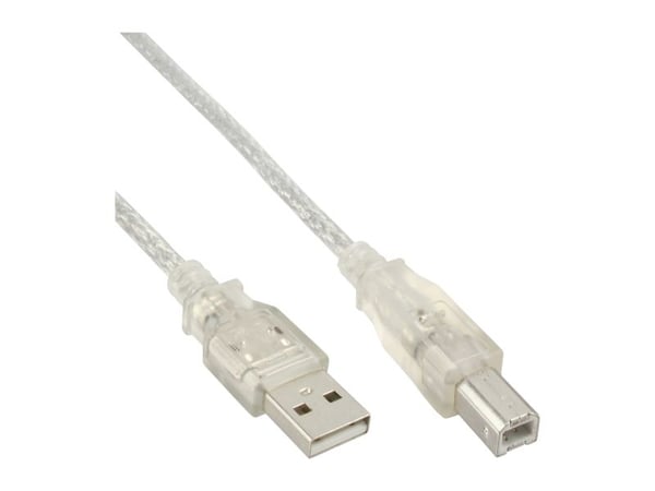 InLine USB-A - USB-B USB-kaapeli 0,3 m läpinäkyvä (34503T)