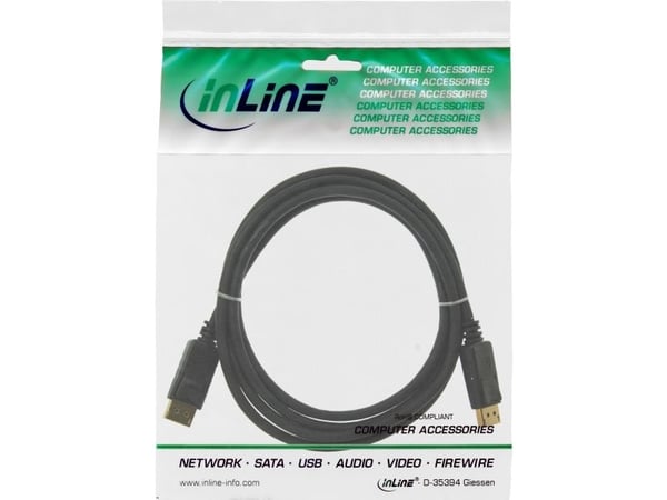InLine 17133P, 0,3 m, DisplayPort, DisplayPort, Uros, Uros, 3840 x 2160 pikseliä