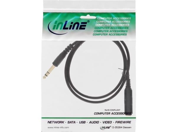 InLine 99971, 6.35mm, Hankjønn, 6.35mm, Hunkjønn, 1 m, Sort