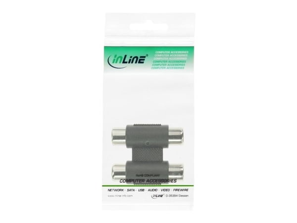 InLine 99318, Cinch female, 2xRCA, Svart, Silver