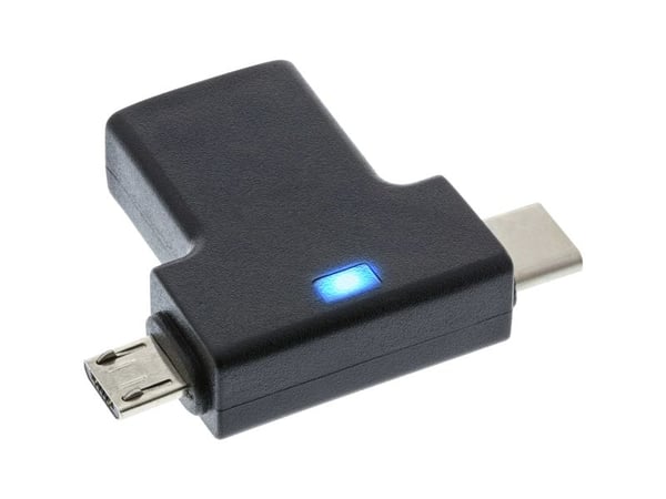 InLine 35804, USB type C male / micro USB male, USB Type C, Micro-USB, Musta