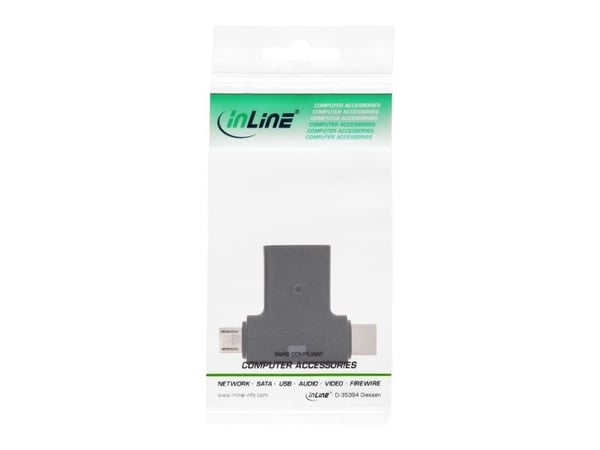InLine 35804, USB type C male / micro USB male, USB Type C, Micro-USB, Musta