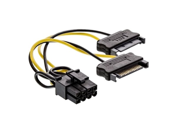 InLine 26628D, 2 x SATA 155-pin, PCI-E (8-pin), 0,15 m, Hankjønn, Hunkjønn, Rett