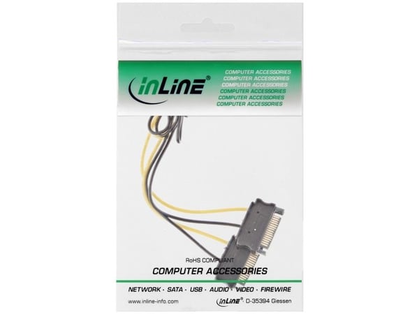 InLine 26628D, 2 x SATA 155-pin, PCI-E (8-pin), 0,15 m, Hankjønn, Hunkjønn, Rett