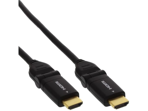 På linje? HDMI-kabel, HDMI høyhastighet med Ethernet, plugg/plugg, rep. Kontakter, svart, fleksibel vinkelplugg, 0,5m (17055W)