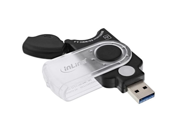 InLine 66772I, MMC, MMC Mobile, MMC+, MMCmicro, MicroSD (TransFlash), MicroSDHC, MicroSDXC, MiniSD, MiniSDHC,..., Svart, 5000 Mbit/s, USB 3.2 Gen 1...