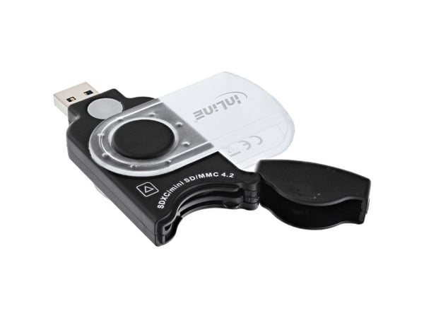 InLine 66772I, MMC, MMC Mobile, MMC+, MMCmicro, MicroSD (TransFlash), MicroSDHC, MicroSDXC, MiniSD, MiniSDHC,..., Svart, 5000 Mbit/s, USB 3.2 Gen 1...