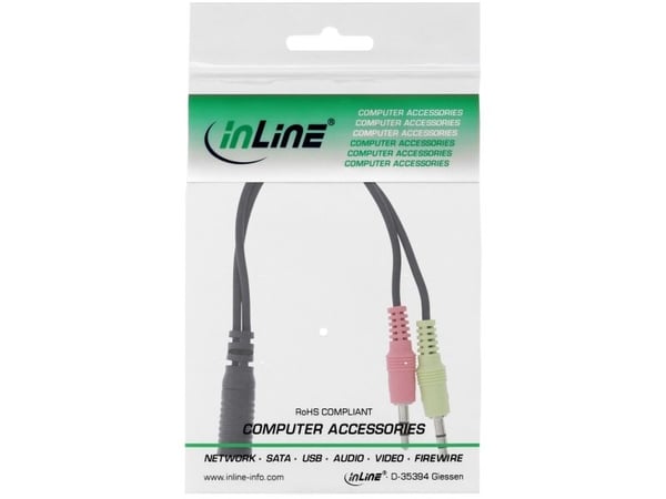 InLine 99312A, 3.5mm, Hunkjønn, 2 x 3.5mm, Hankjønn, 0,15 m, Svart