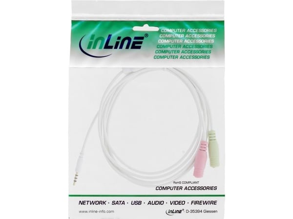 InLine 99301W, 3.5mm, Hankjønn, 2 x 3.5mm, Hunkjønn, 1 m, Hvit