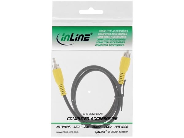 InLine 89937B, RCA, RCA, 0,5 m, Svart