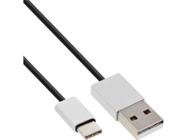 InLine 35832, 2 m, USB A, USB C, USB 2.0, uros-/urosliitin, musta