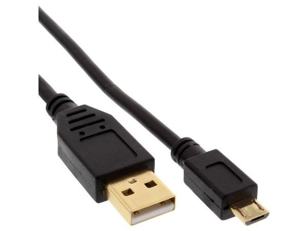 InLine 31720P, 2 m, USB A, Micro-USB B, USB 2.0, Hankjønn/hankjønn, Svart