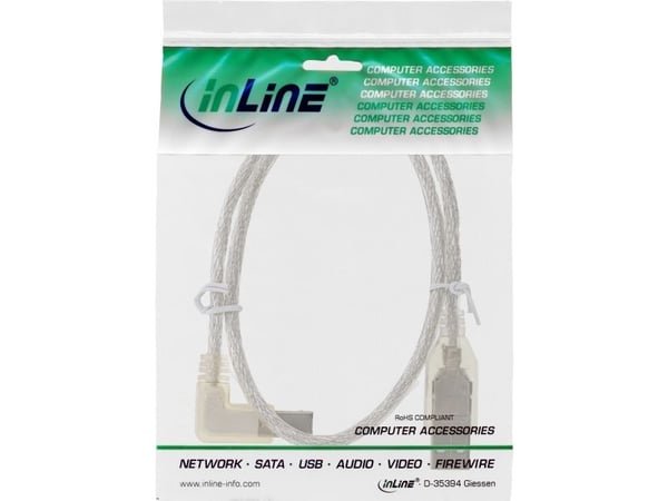 InLine 34517L, 0,5 m, USB A, USB B, Uros/uros, 0,48 Gbit/s, Läpinäkyvä