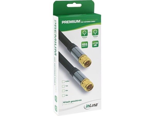 Premium SAT-liitäntäkaapeli - 4x suojattu - 2x F-liitin - >110dB - musta - 3m (69103P)