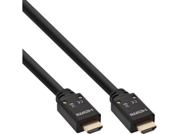 INLINE høyhastighets - HDMI-kabel med Ethernet - HDMI hann til HDMI hann - 10 m - trippel isolasjon - svart - støpt, 4K-støtte, aktiv