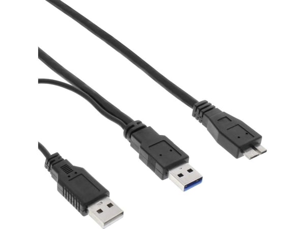 InLine 35415Y, 1,5 m, Micro-USB B, 2 x USB A, USB 3.2 Gen 1 (3.1 Gen 1), Hankjønn/hankjønn, Svart