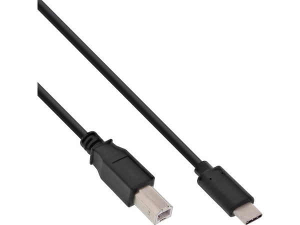 InLine 35766, 0,5 m, USB C, USB B, USB 2.0, Hankjønn/hankjønn, Svart
