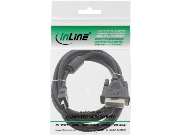 InLine 1.5m HDMI A - DVI 18+1, 1,5 m, HDMI, DVI, Hanstik, Hanstik, Sort