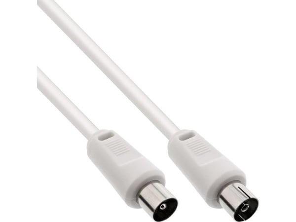 På linje? Antennekabel, 2x skjermet, >75dB, hvit, 1m (69401)