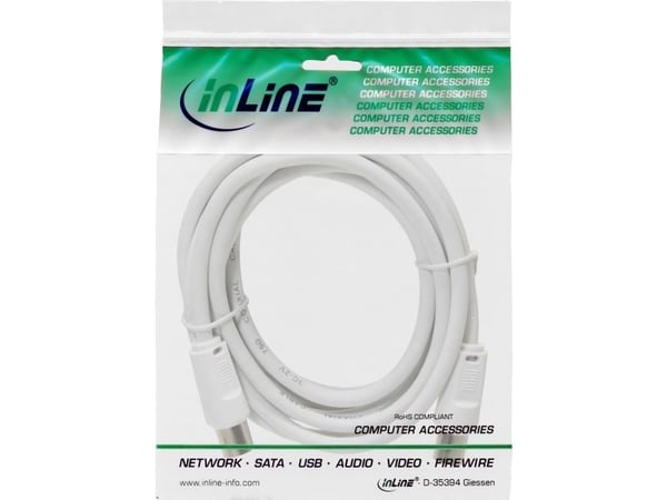 På linje? Antennekabel, 2x skjermet, >75dB, hvit, 1m (69401)