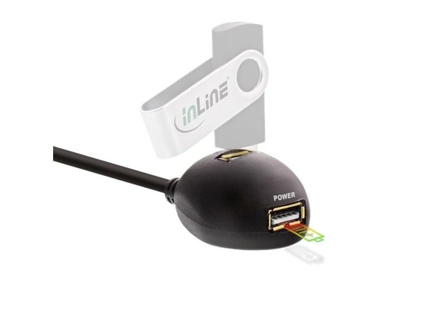 InLine 35651, 1 m, USB A, 2 x USB A, USB 3.2 Gen 1 (3.1 Gen 1), Hankjønn/hunkjønn, Sort